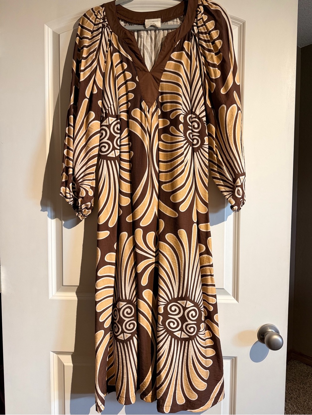 Umgee Brown & Cream Swirl Print Maxi Dress
